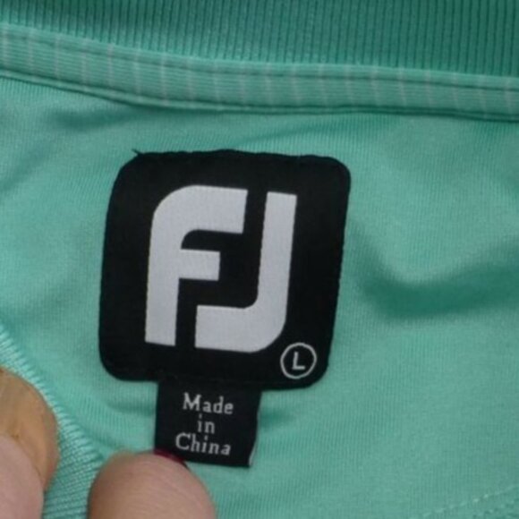 FootJoy Mens Mint Green Polo Shirt L 88% Polyester 12% Spandex Acushnet Company - Picture 3 of 7